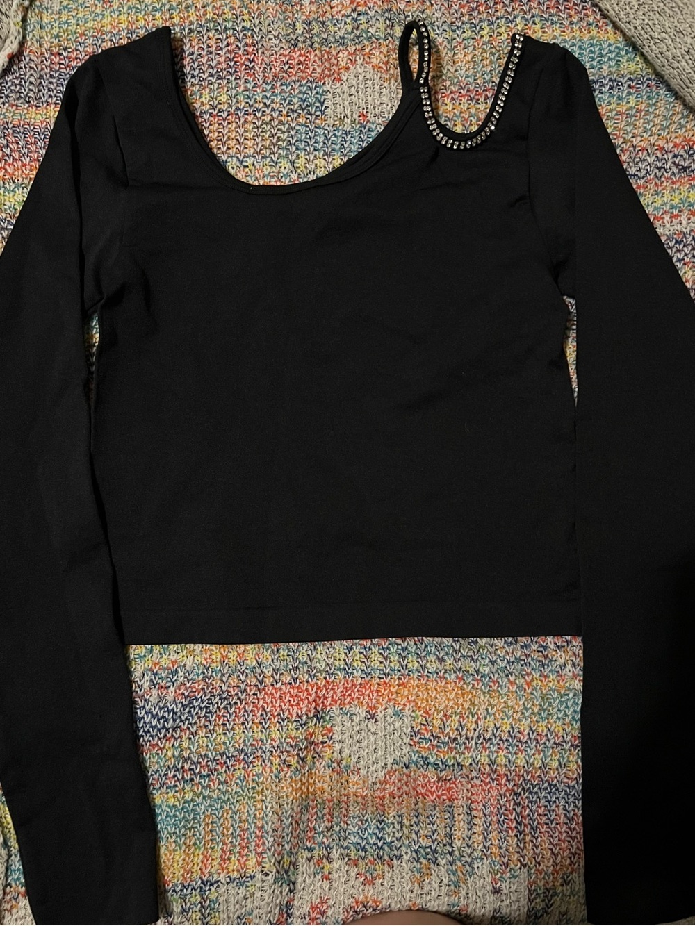 Zara Black Top with Crystal-Embellished Strap